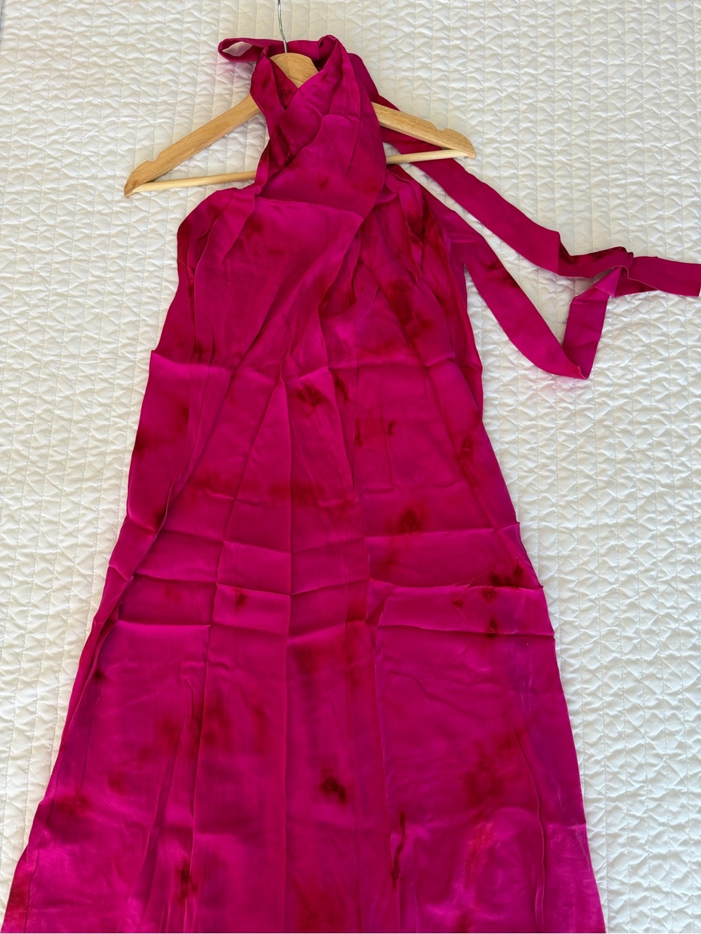 Aroka Hot Pink Tie Dye Halter Neck Satin Dress